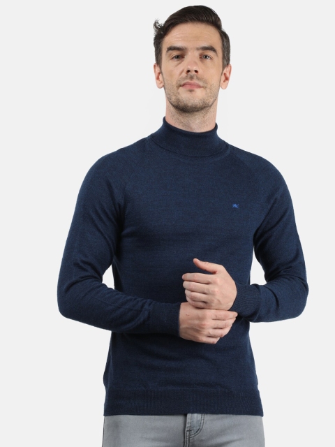 

Monte Carlo Men Blue Solid Pure Wool Pullover Sweater