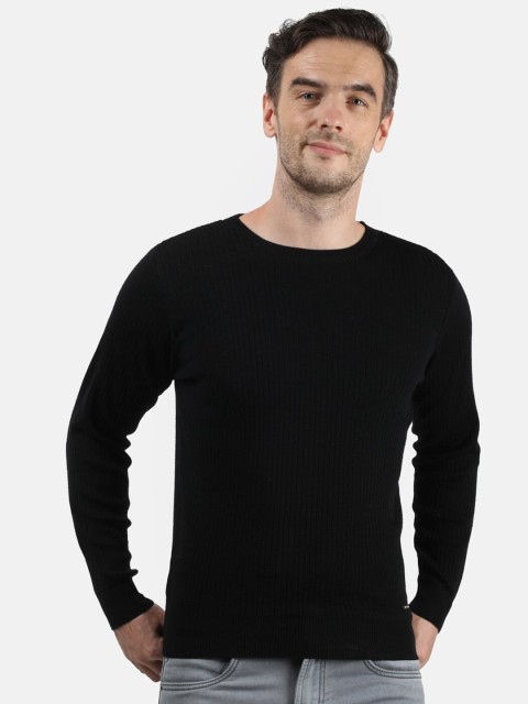 

Monte Carlo Men Black Solid Pure Wool Pullover Sweater