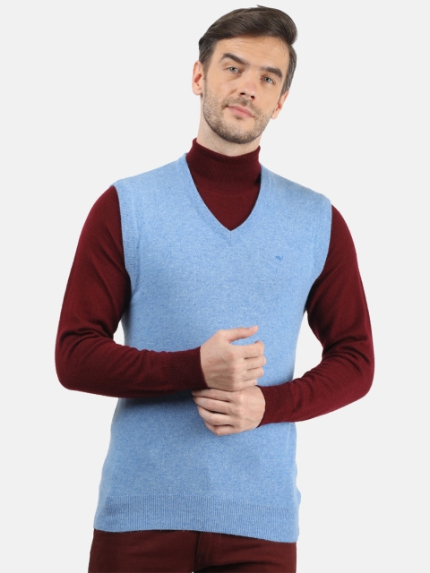 

Monte Carlo Men Blue Solid Wool Sleeveless Sweater Vest