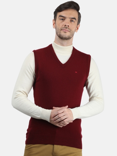 

Monte Carlo Men Maroon Solid Wool Sleeveless Sweater Vest
