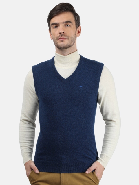 

Monte Carlo Men Blue Solid Wool Sleeveless Sweater Vest