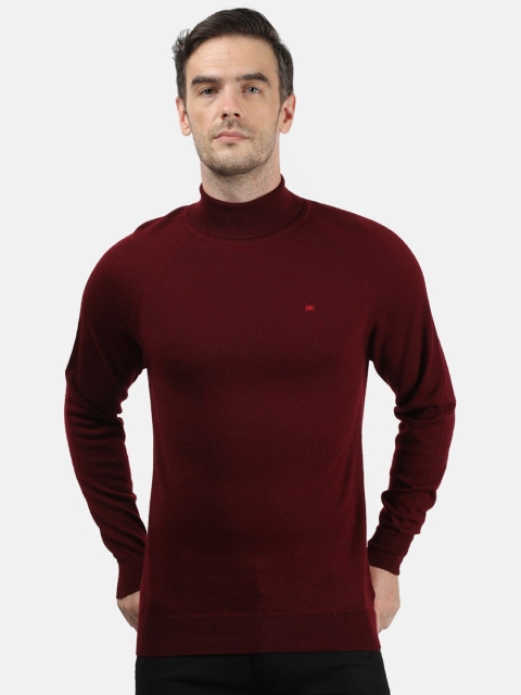 

Monte Carlo Men Maroon Solid Pure Wool Pullover Sweater