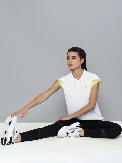 

HRX By Hrithik Roshan Racket sports Women Optic White Rapid-Dry colourblock Tshirts