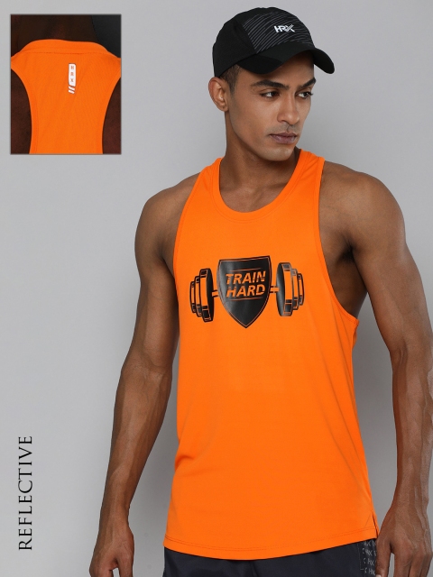 

HRX By Hrithik Roshan Training Men Orange Rapid-Dry Typography Tshirts