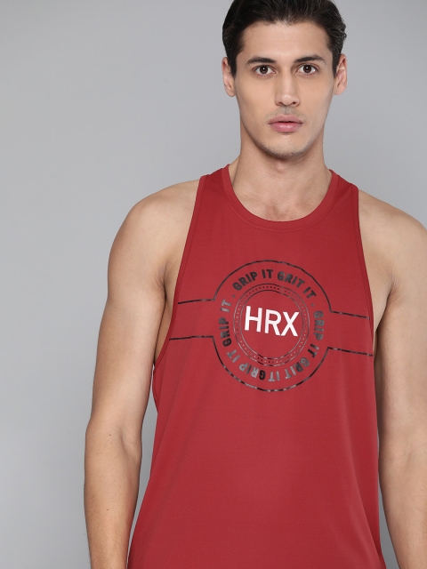 

HRX By Hrithik Roshan Training Men Artisanal Red Rapid-Dry Typography Tshirts, Rust