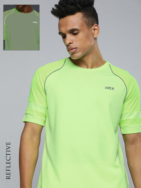 

HRX By Hrithik Roshan Running Men Neon Lime Rapid-Dry Solid Tshirts, Lime green