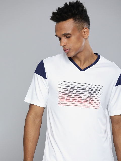 

HRX By Hrithik Roshan Men White Rapid-Dry Brand Carrier Football Tshirts