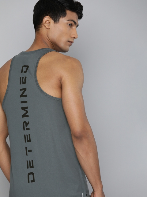 

HRX by Hrithik Roshan Men Grey Typography Printed Rapid-Dry Training or Gym T-shirt