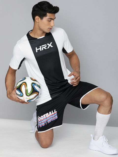 

HRX By Hrithik Roshan Football Men Optic White & Jet Black Rapid-Dry Brand Carrier T-shirt