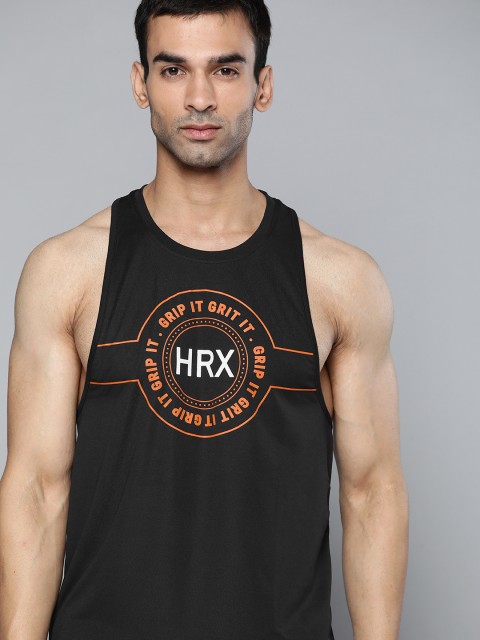 

HRX by Hrithik Roshan Training Men Jet Black Rapid-Dry Typography Tshirt