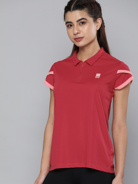 

HRX By Hrithik Roshan Women Red Rapid-Dry colourblock Racket sports Tshirts