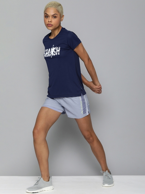 

HRX By Hrithik Roshan Women Blue & White Racket sports Bio-Wash Printed Tshirts