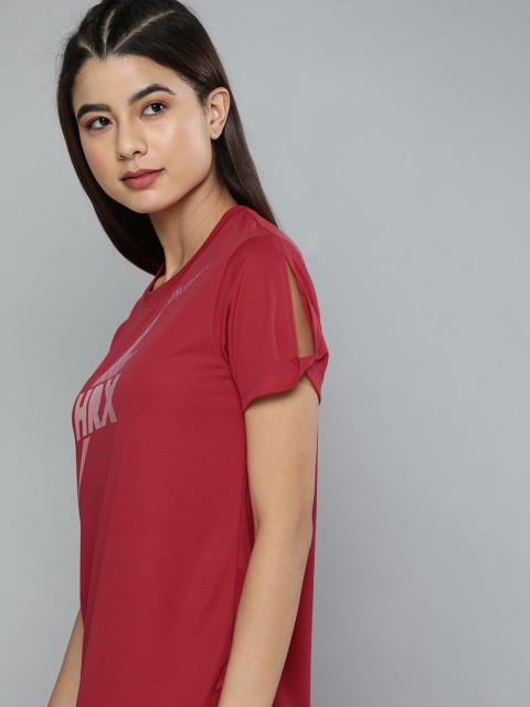 

HRX By Hrithik Roshan Racket Sports Women Red Bio-Wash Typography Tshirts