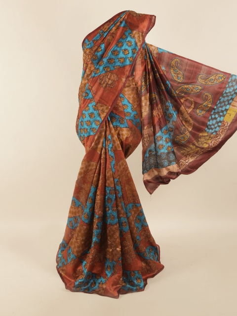 

Pothys Brown & Yellow Woven Design Beads and Stones Pure Silk Saree