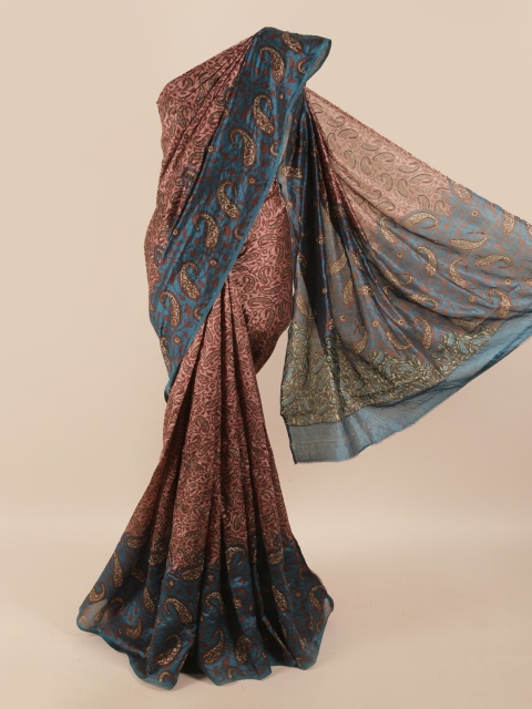 

Pothys Mauve & Blue Ethnic Motifs Zari Pure Silk Saree