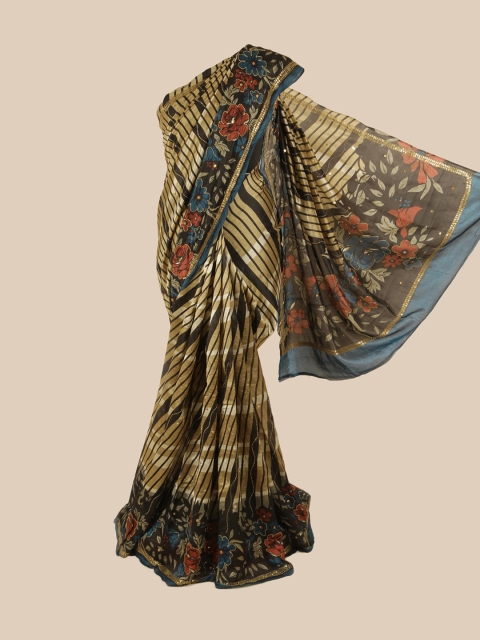 

Pothys Beige & Black Floral Zari Pure Silk Saree