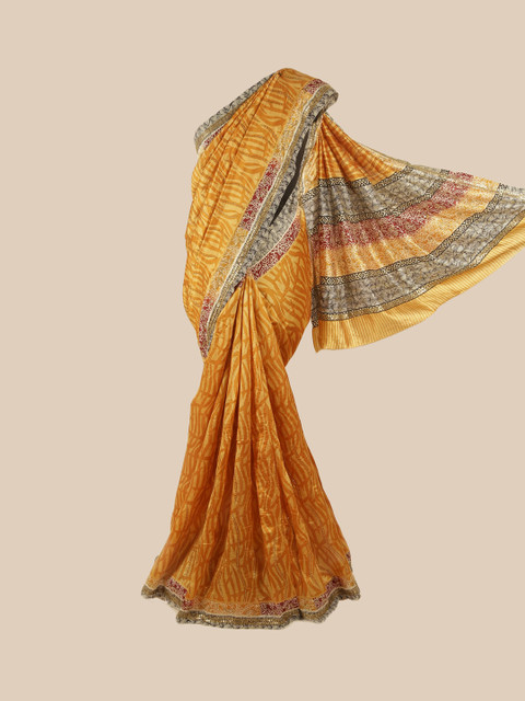 

Pothys Orange & Grey Zari Pure Silk Saree