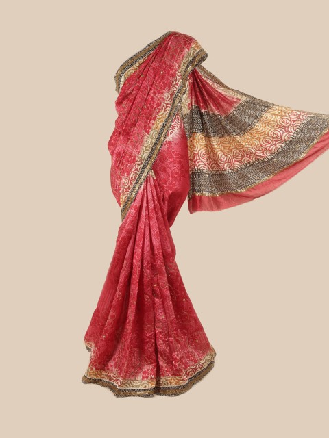 

Pothys Pink & Gold-Toned Floral Zari Pure Silk Saree