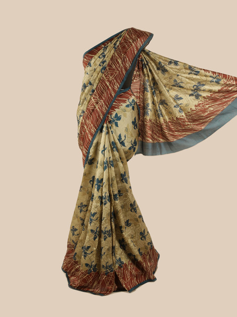 

Pothys Beige & Maroon Floral Zari Pure Silk Saree