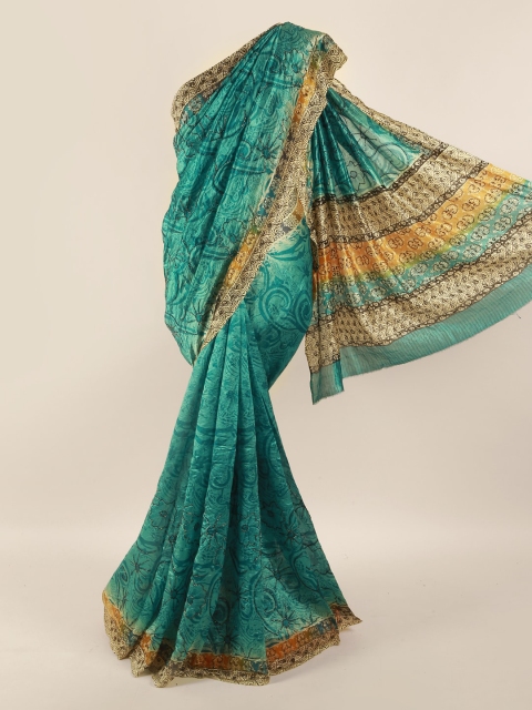 

Pothys Green & Beige Floral Zari Pure Silk Saree