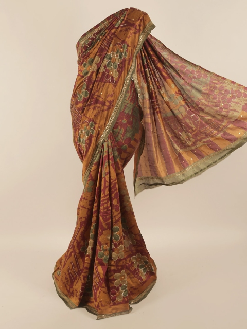 

Pothys Rust & Maroon Embellished Zari Pure Silk Saree