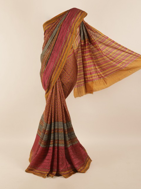 

Pothys Multicoloured Floral Embroidered Pure Silk Saree, Multi