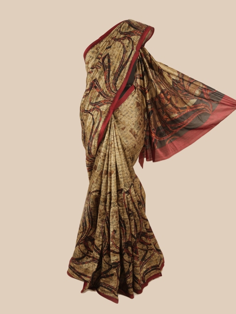 

Pothys Tan & Red Embroidered Pure Silk Saree