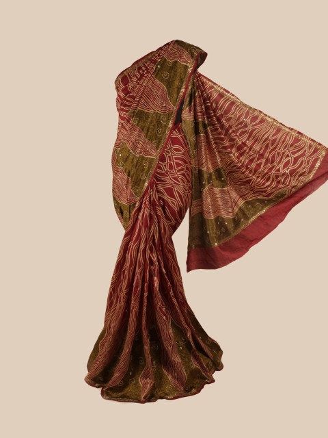 

Pothys Maroon & Green Embroidered Pure Silk Saree