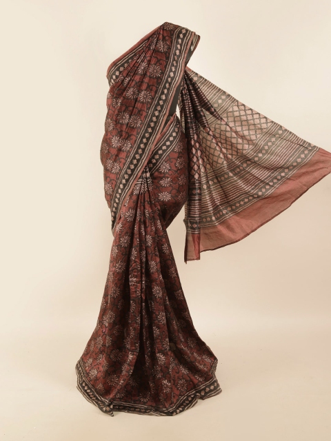 

Pothys Purple & Black Floral Embroidered Pure Silk Saree