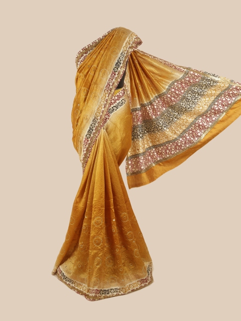 

Pothys Yellow & Black Embroidered Pure Silk Saree
