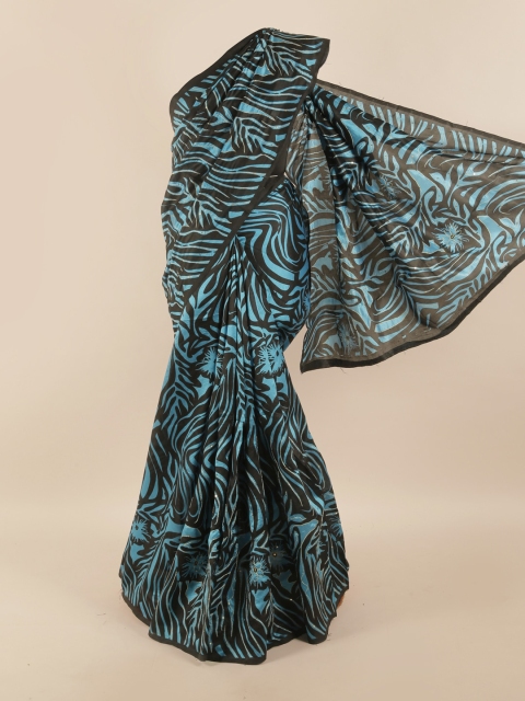 

Pothys Blue & Black Embroidered Pure Silk Saree