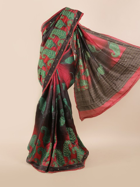 

Pothys Multicoloured Ethnic Motifs Embroidered Pure Silk Saree, Multi