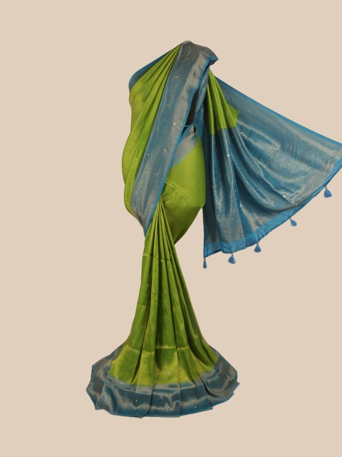 

Pothys Green & Blue Ethnic Motifs Zari Pure Silk Saree