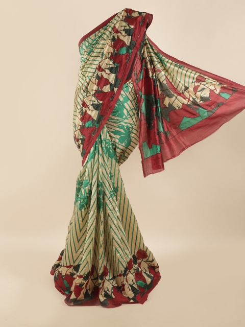

Pothys Multicoloured Ethnic Motifs Beads and Stones Pure Silk Saree, Multi