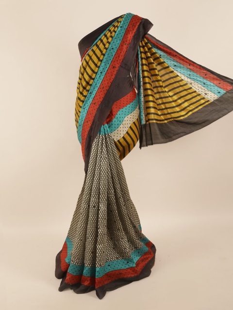 

Pothys Multicoloured Beads and Stones Pure Silk Saree, Multi