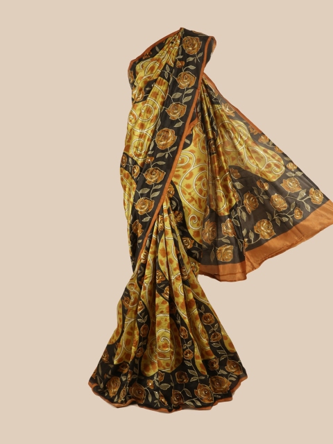 

Pothys Yellow & Black Floral Beads and Stones Pure Silk Saree