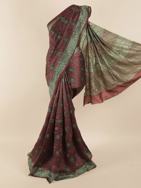 

Pothys Purple & Green Floral Beads and Stones Pure Silk Saree
