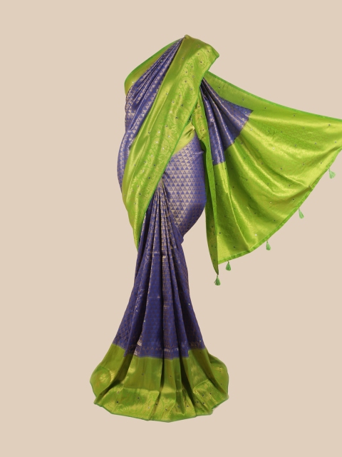 

Pothys Blue & Green Ethnic Motifs Zari Pure Silk Saree