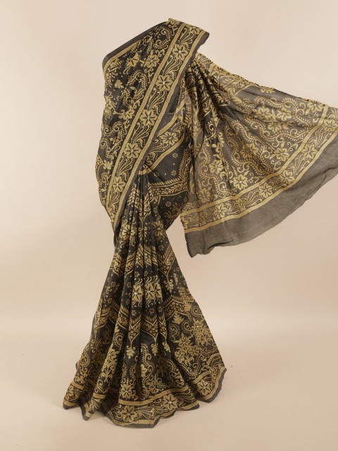 

Pothys Black & Brown Ethnic Motifs Pure Silk Saree