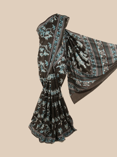 

Pothys Black & Blue Floral Pure Silk Saree