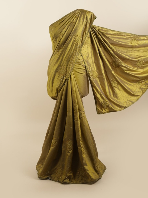 

Pothys Green Floral Silk Blend Saree