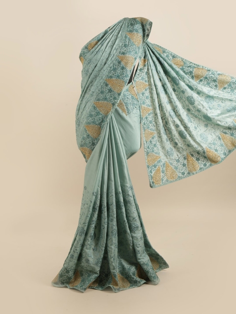 

Pothys Blue Ethnic Motifs Silk Blend Saree