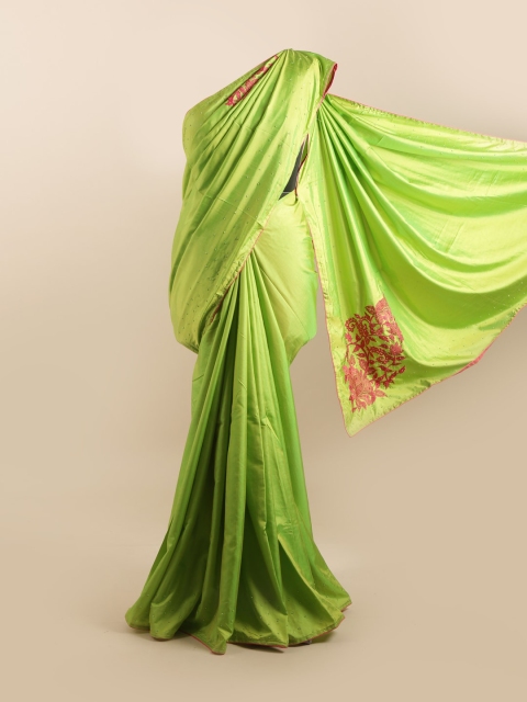 

Pothys Green & Magenta Embellished Beads and Stones Silk Blend Saree