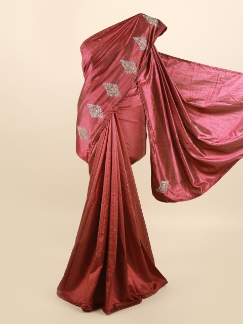 

Pothys Pink Embellished Embroidered Silk Blend Saree