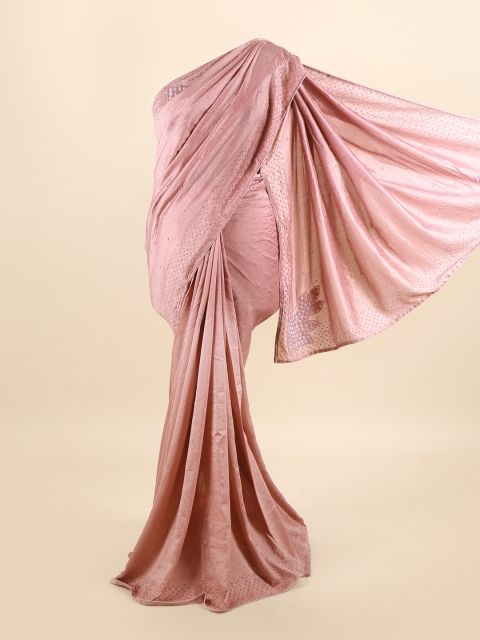

Pothys Pink Floral Beads and Stones Silk Blend Saree