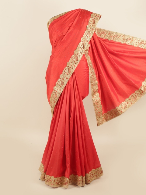 

Pothys Orange & Gold-Toned Silk Blend Saree