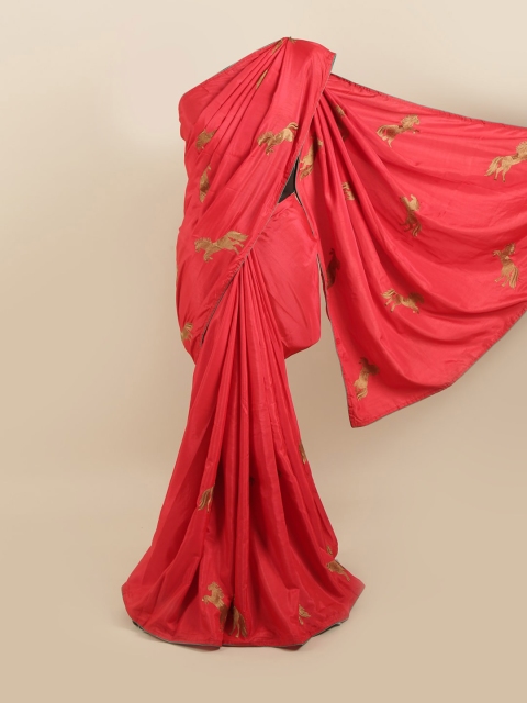 

Pothys Red & Gold-Toned Ethnic Motifs Silk Blend Saree