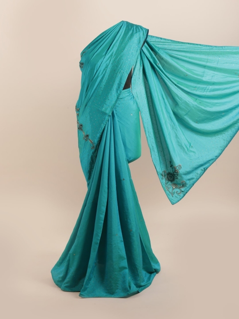 

Pothys Green Embellished Beads and Stones Silk Blend Saree