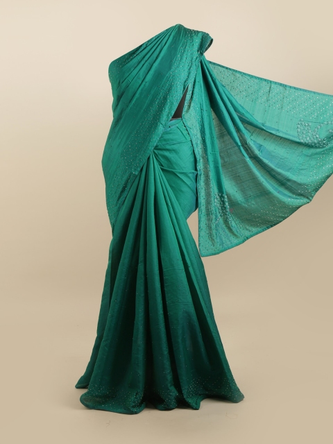 

Pothys Green Embellished Silk Blend Saree