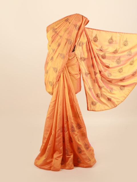 

Pothys Orange & Brown Ethnic Motifs Silk Blend Saree